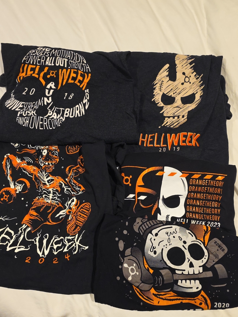 5 Shirts - Orangetheory Black HellWeek Graphic Tee Bundle with Orange Accents